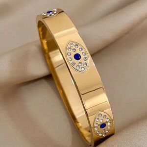 18K Gold Plated Evil Eye Bangle
